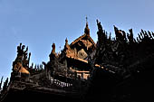 Myanmar - Mandalay, Shwe In Bin Kyaung a wonderful example of the Burmese unique teak architecture and wood-carving art. 